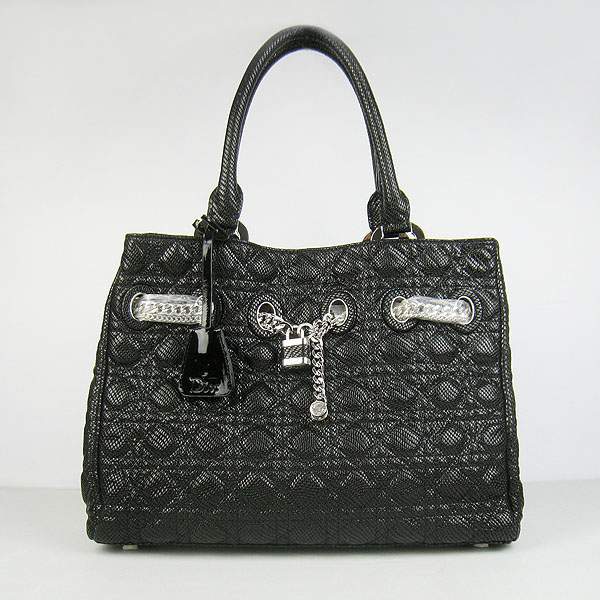 Christian Dior 1885 Snake Grain Leather Handbag-Black - Click Image to Close